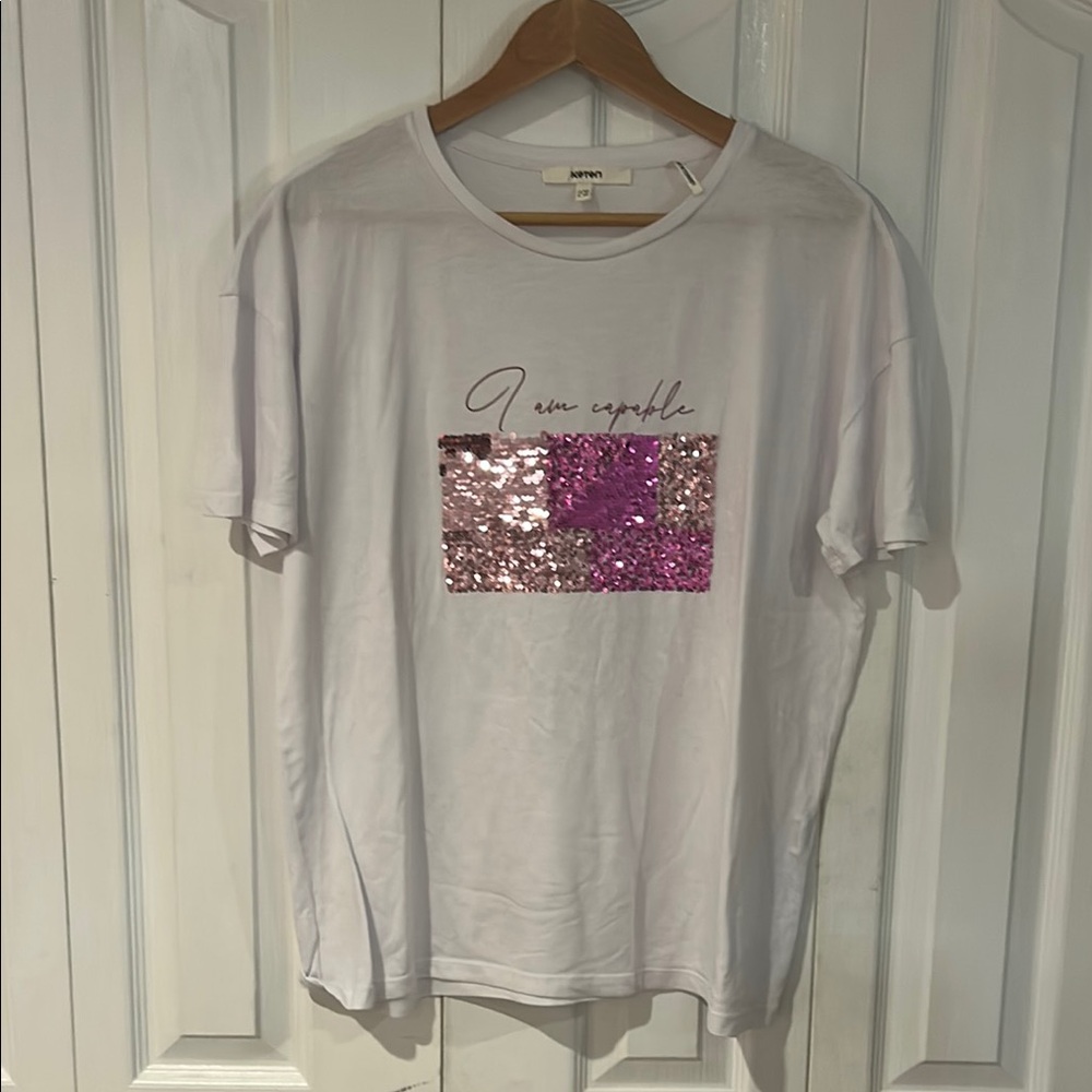 White Sequin Tee by MANGO